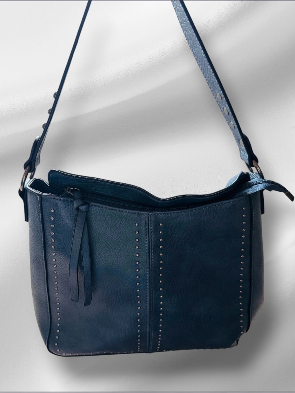 Montana West Navy Blue Stud-Accent Shoulder Bag with Matching Wallet - Picture 3 of 9